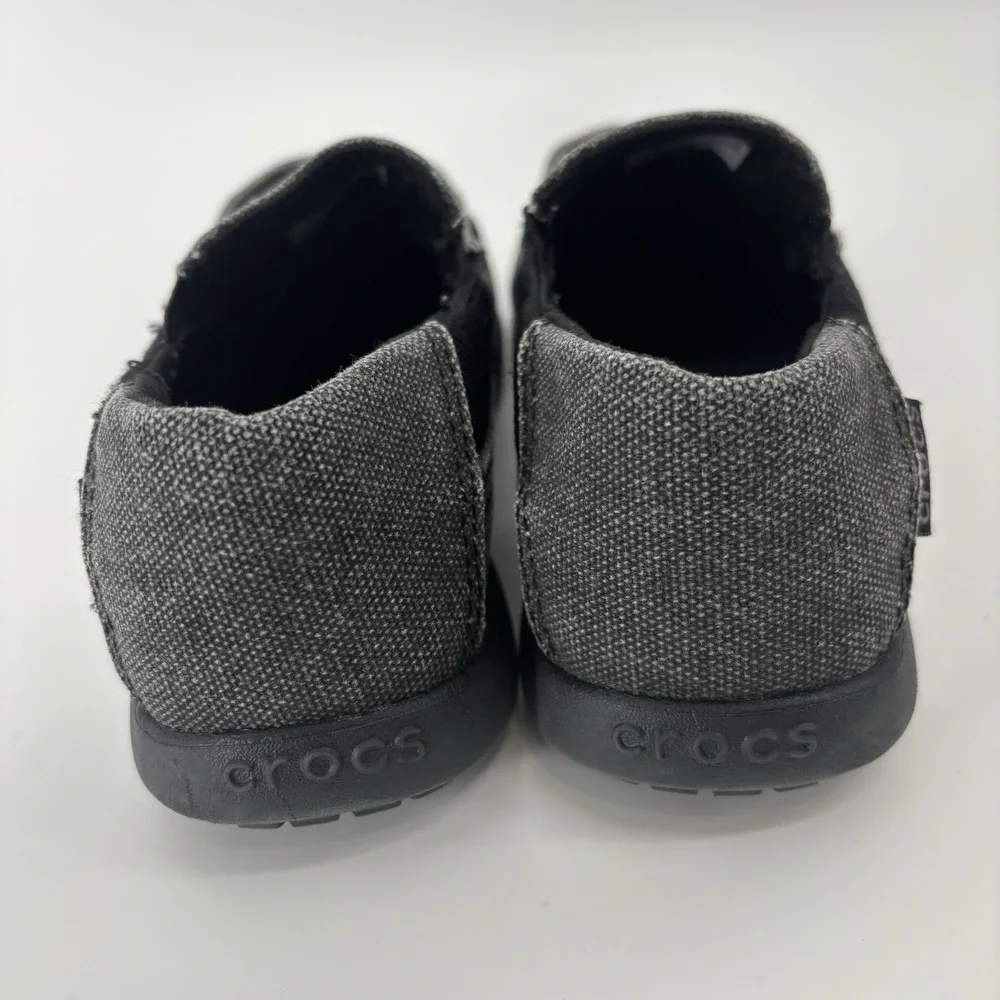 Crocs Gray Santa Cruz Canvas Loafers Size C 12 Little Kid Black‎ Gray Slip On